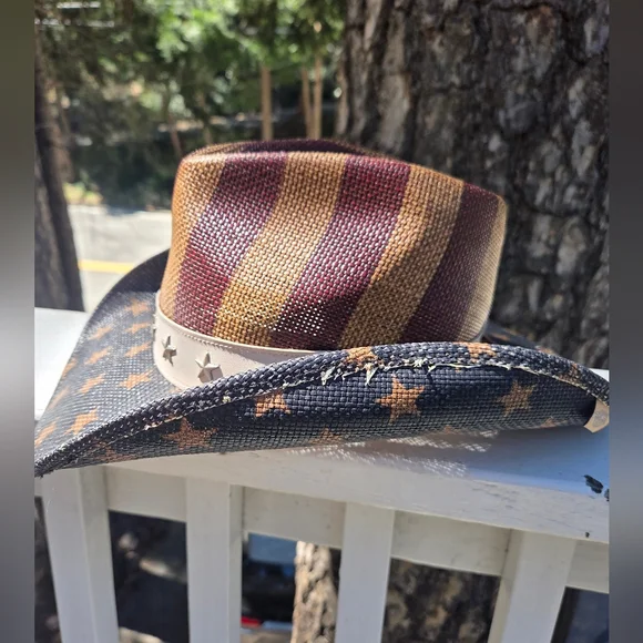 Patriotic American Flag Straw Country Cowboy Hat - Picture 6 of 6